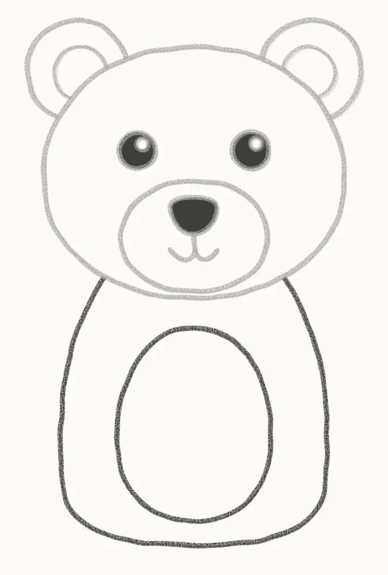 How to Draw a Cartoon Bear, step 5: draw the body