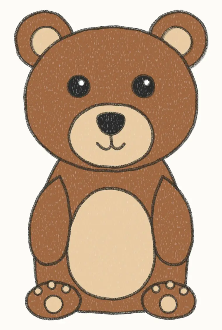 How to Draw a Cartoon Bear, step 7 of 7: color your bear, pencil drawing