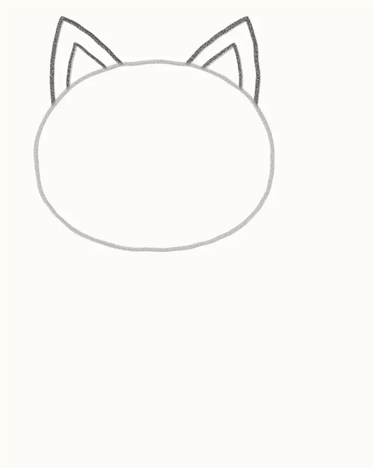 How to Draw a Cartoon Cat, step 2: add the pointy ears