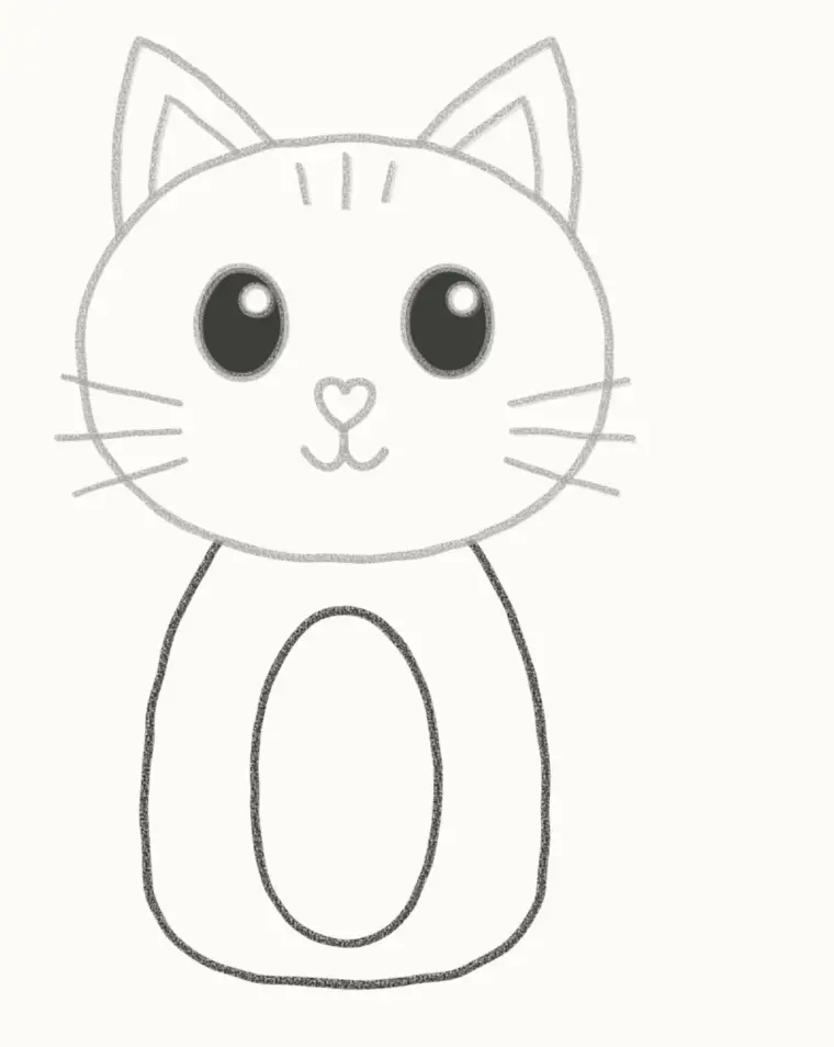 How to Draw a Cartoon Cat, step 5: draw the body