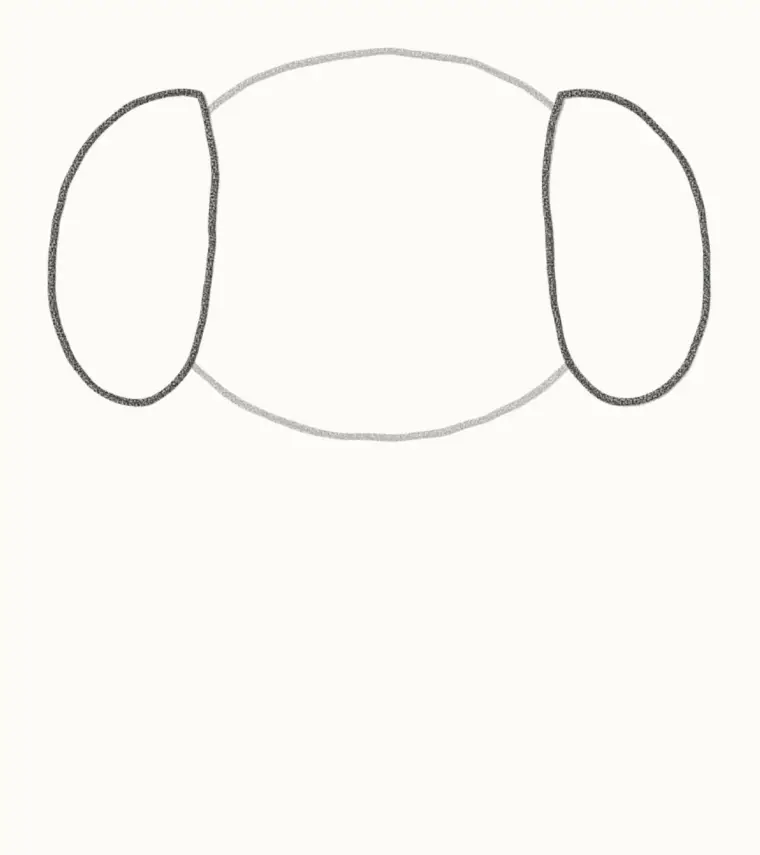 How to Draw a Cartoon Dog, step 2: add the floppy ears