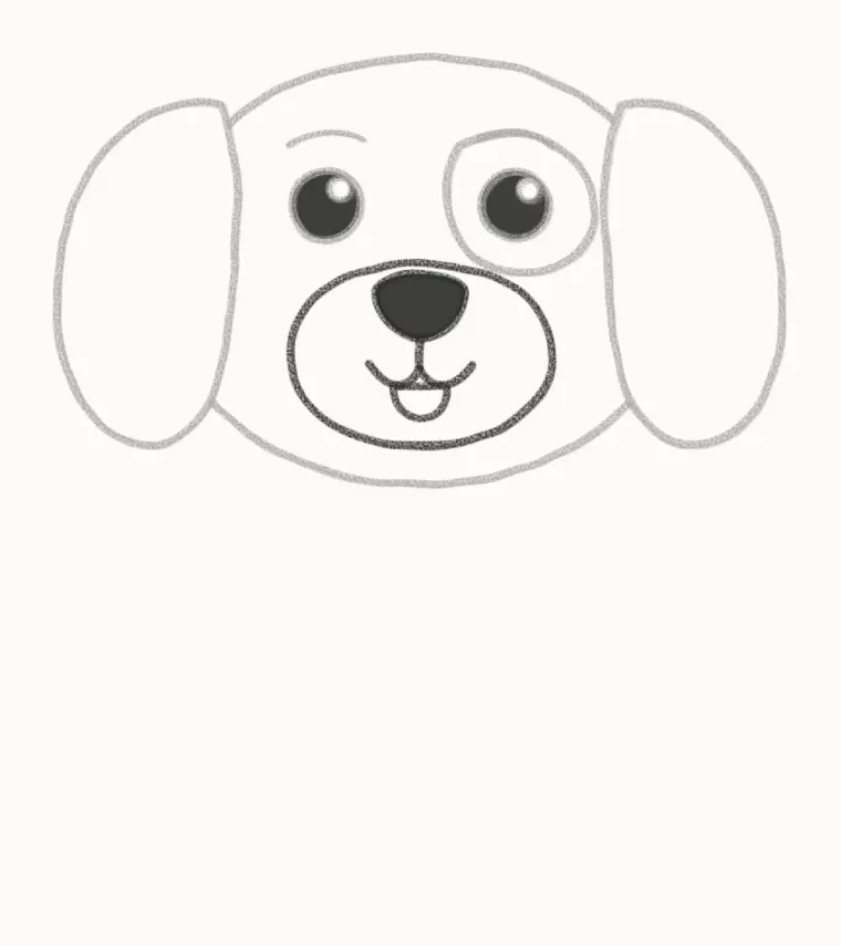 How to Draw a Cartoon Dog, step 4: draw the snout