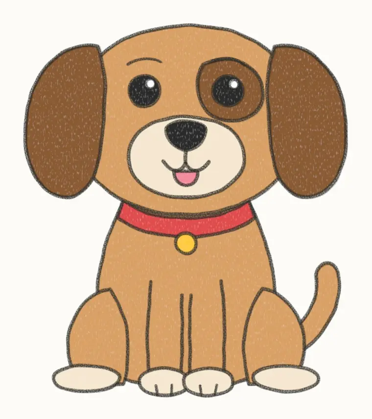 How to Draw a Cartoon Dog, step 7 of 7: color your dog, pencil drawing