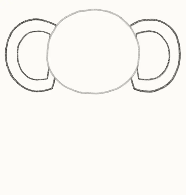 How to Draw a Cartoon Elephant, step 2: add the big ears