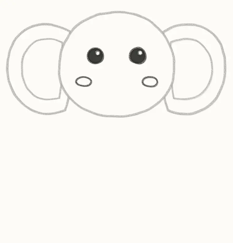 How to Draw a Cartoon Elephant, step 3: draw the eyes