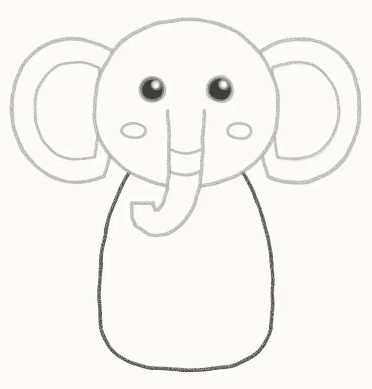 How to Draw a Cartoon Elephant, step 5: draw the body