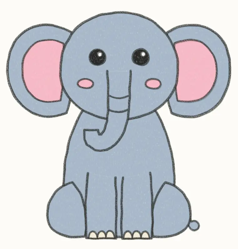How to Draw a Cartoon Elephant, step 7 of 7: color your elephant, pencil drawing