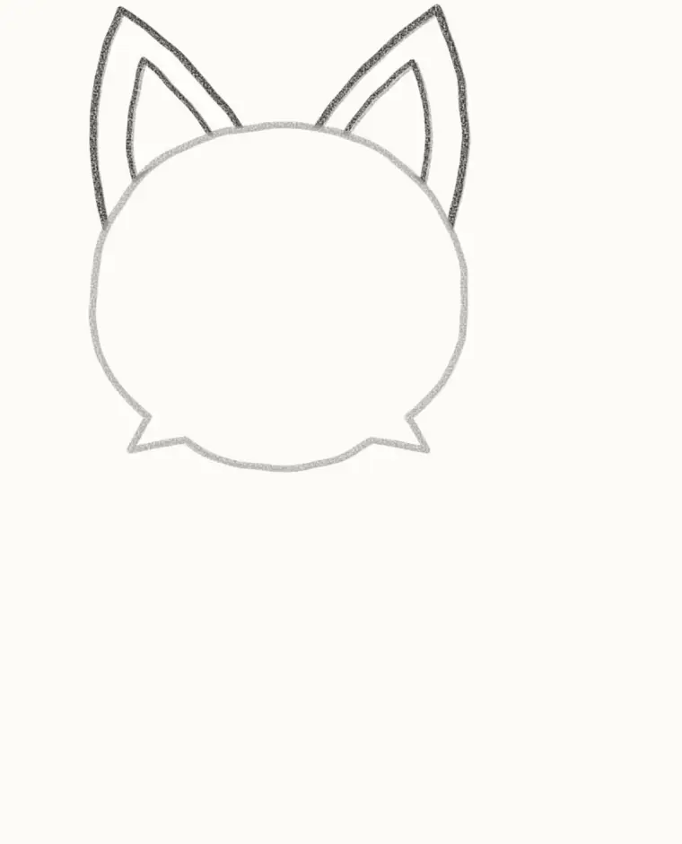 How to Draw a Cartoon Fox, step 2: add the big ears