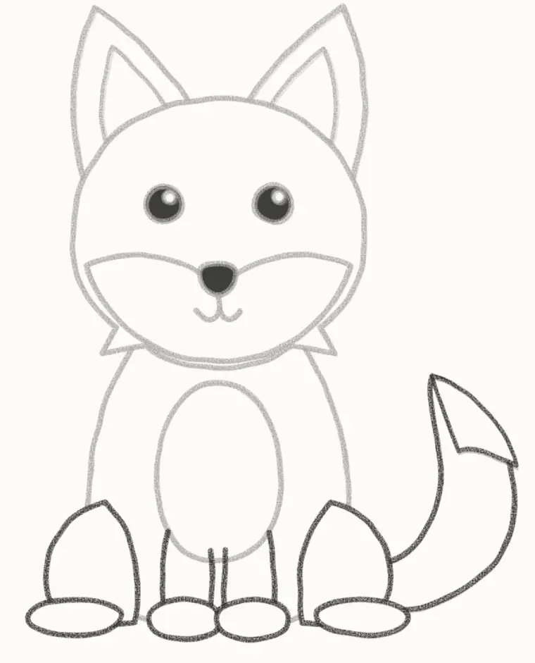 How to Draw a Cartoon Fox, step 6: add the legs and fluffy tail