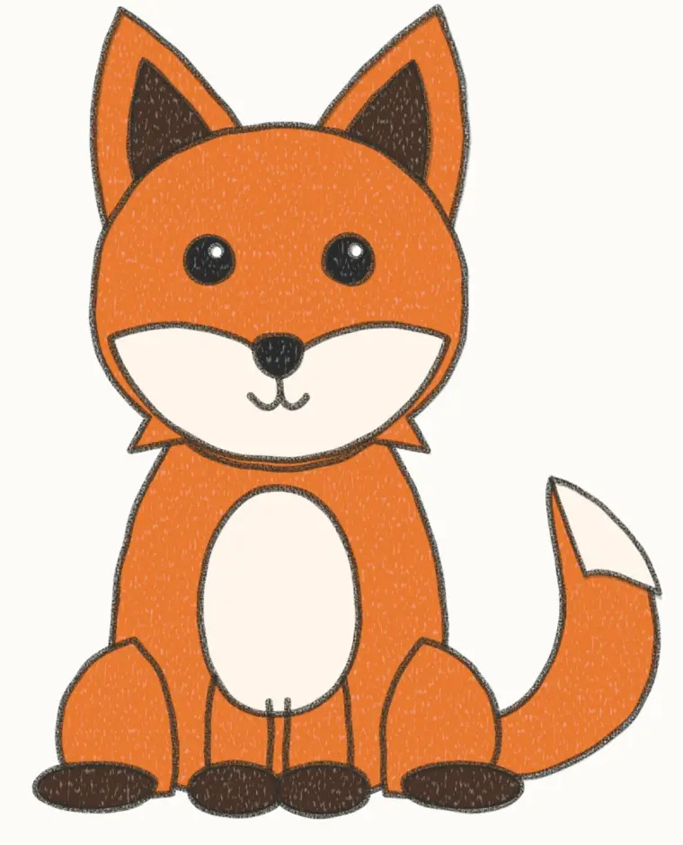 How to Draw a Cartoon Fox, step 7 of 7: color your fox, pencil drawing
