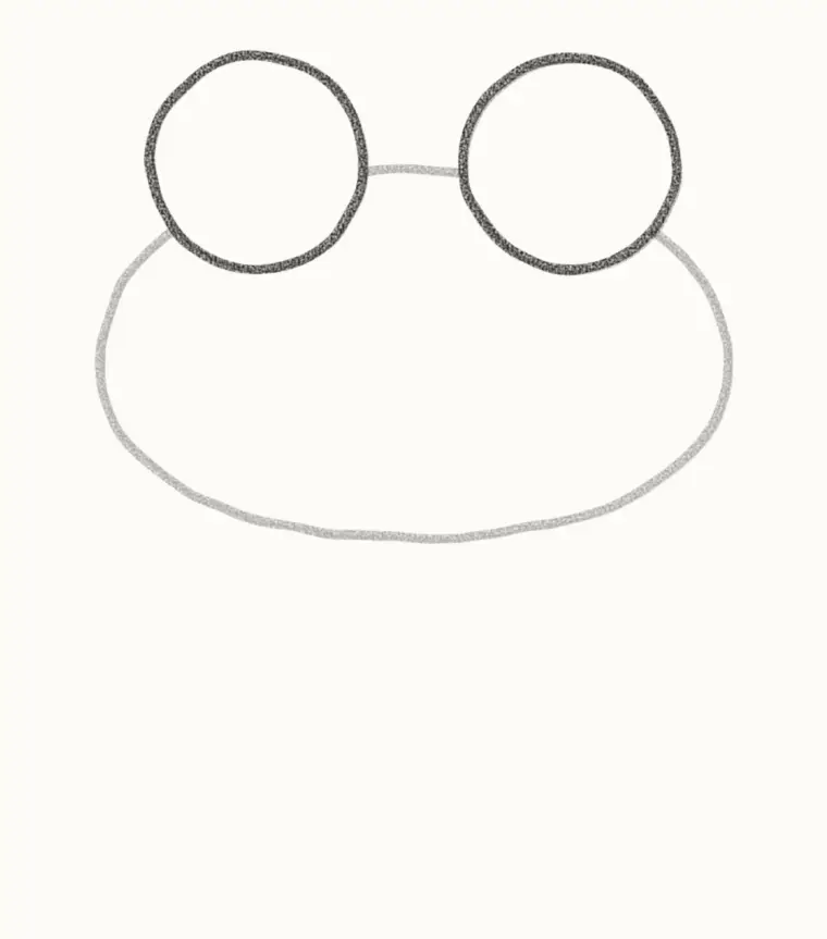 How to Draw a Cartoon Frog, step 2: add the eye bumps