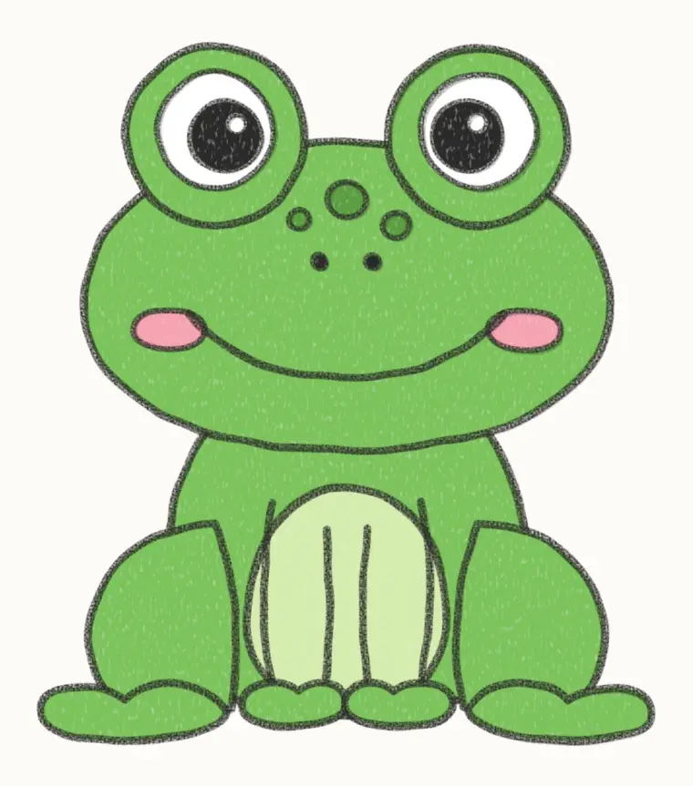 How to Draw a Cartoon Frog, step 7 of 7: color your frog, pencil drawing