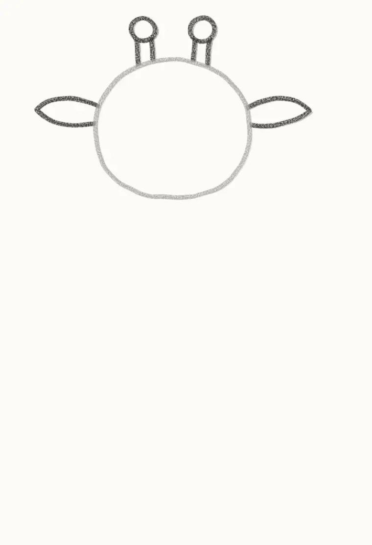 How to Draw a Cartoon Giraffe, step 2: add the horns and ears
