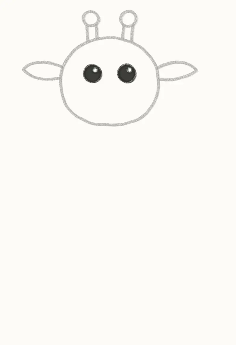 How to Draw a Cartoon Giraffe, step 3: draw the eyes