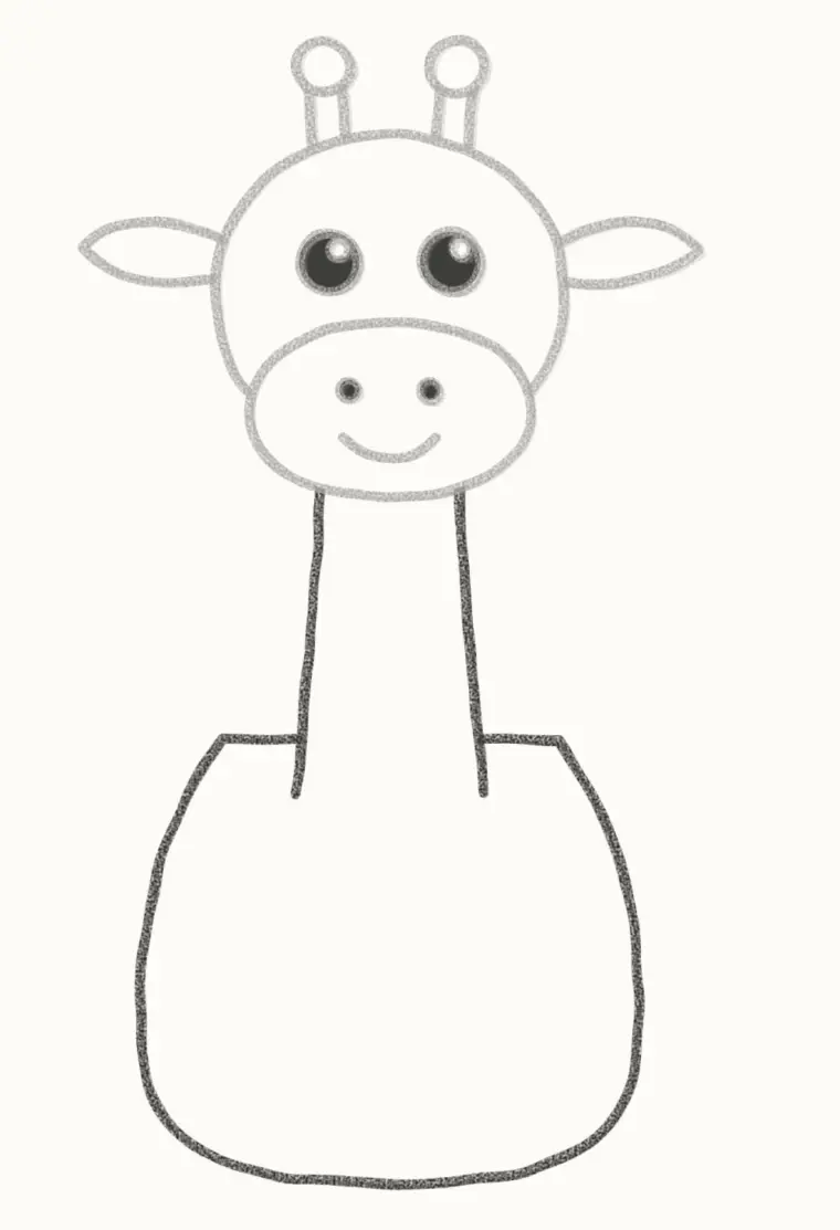 How to Draw a Cartoon Giraffe, step 5: draw the neck and body