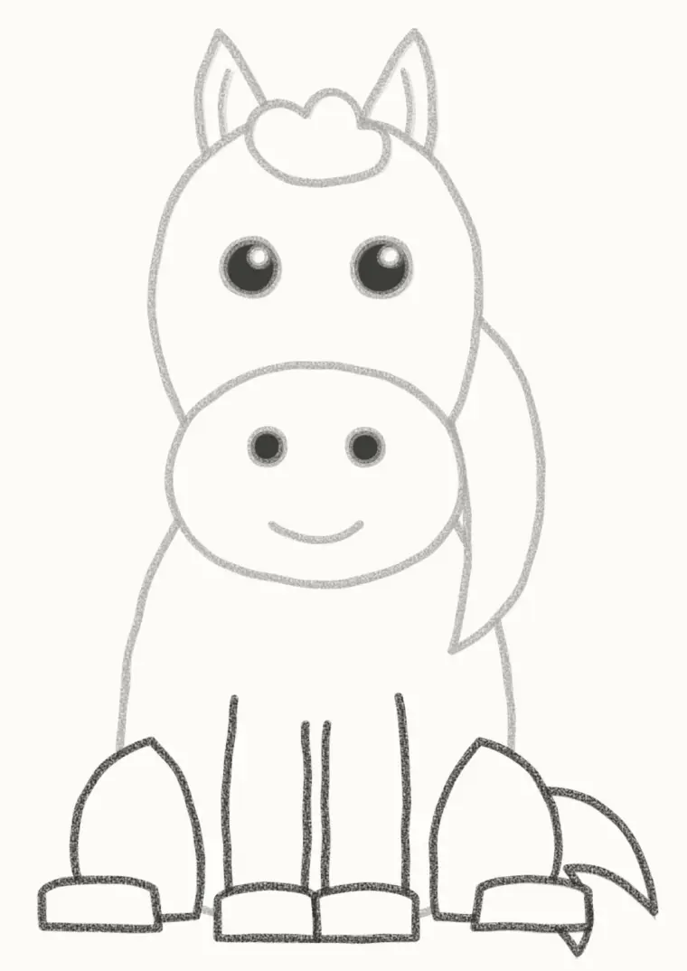 How to Draw a Cartoon Horse, step 6: add the legs and tail