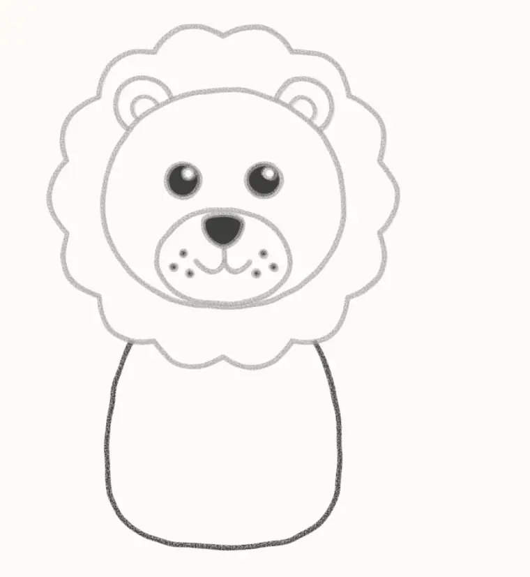 How to Draw a Cartoon Lion, step 5: draw the body