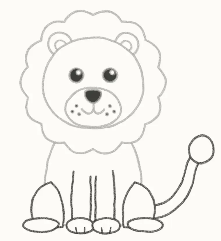 How to Draw a Cartoon Lion, step 6: add the legs and tail