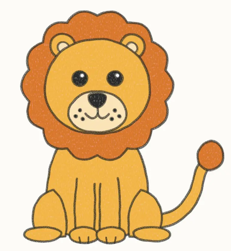 How to Draw a Cartoon Lion, step 7 of 7: color your lion, pencil drawing