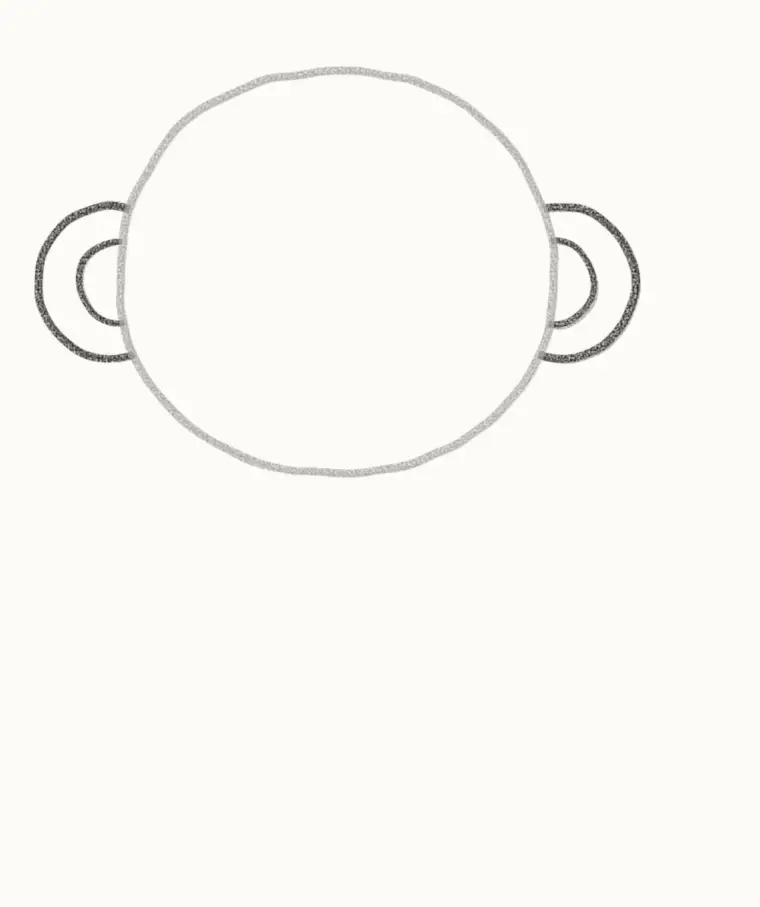 How to Draw a Cartoon Monkey, step 2: add the big ears