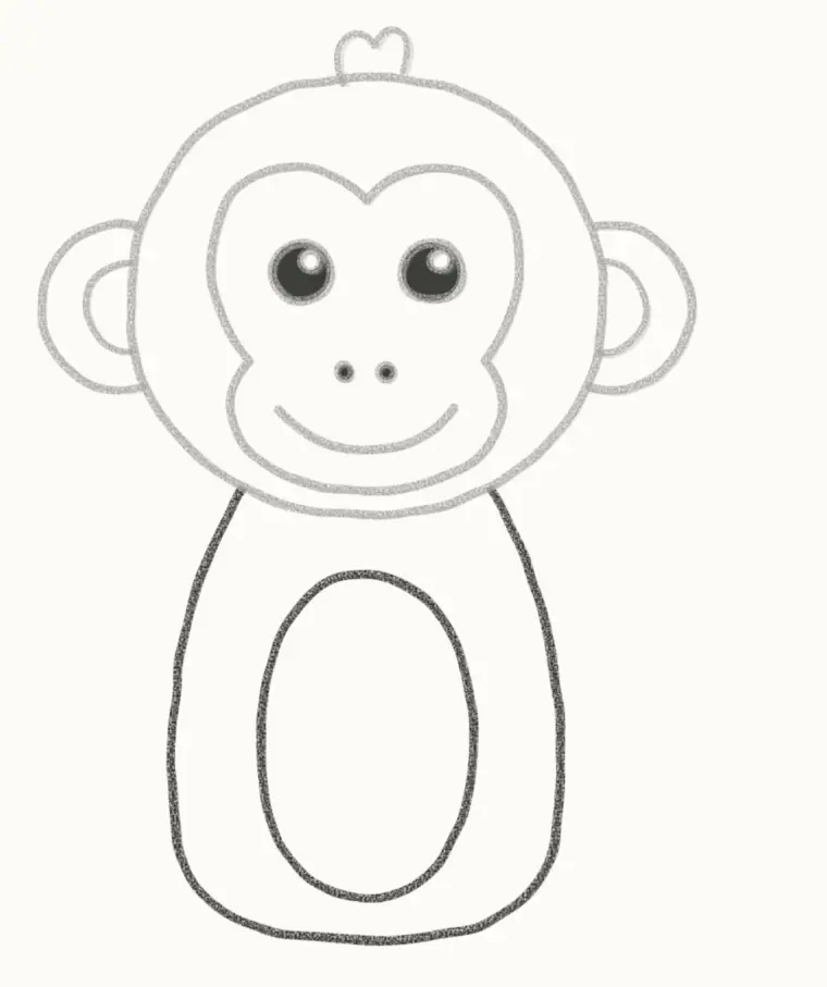 How to Draw a Cartoon Monkey, step 5: draw the body