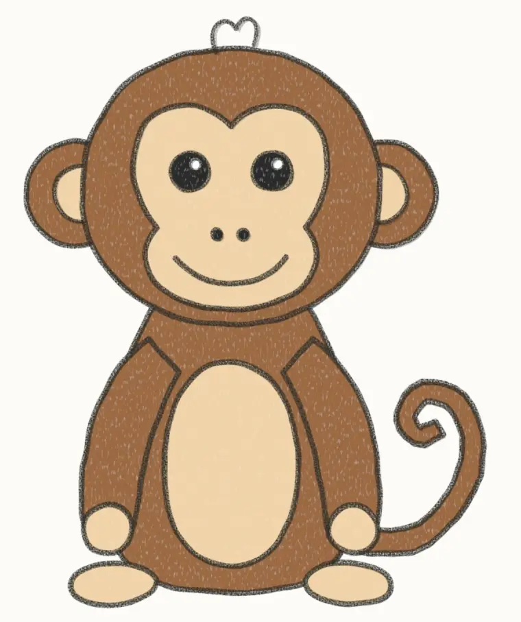 How to Draw a Cartoon Monkey, step 7 of 7: color your monkey, pencil drawing