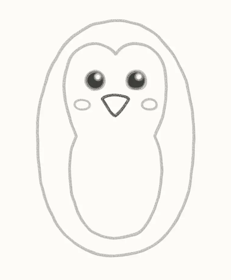 How to Draw a Cartoon Penguin, step 4: draw the beak