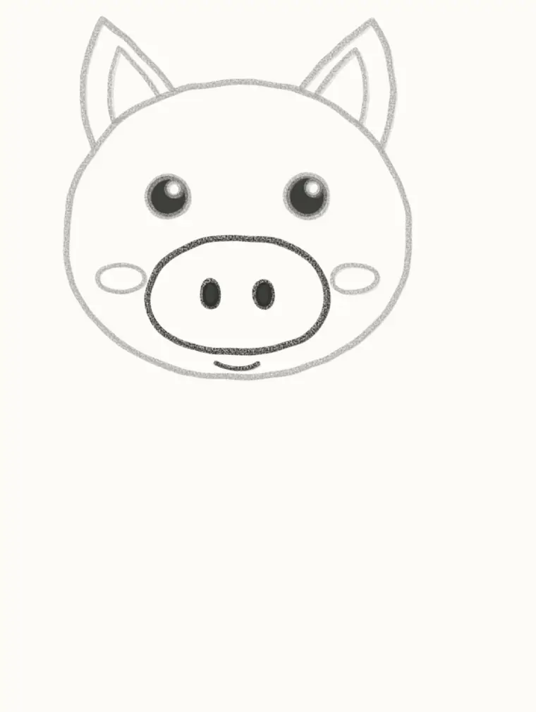 How to Draw a Cartoon Pig, step 4: draw the snout