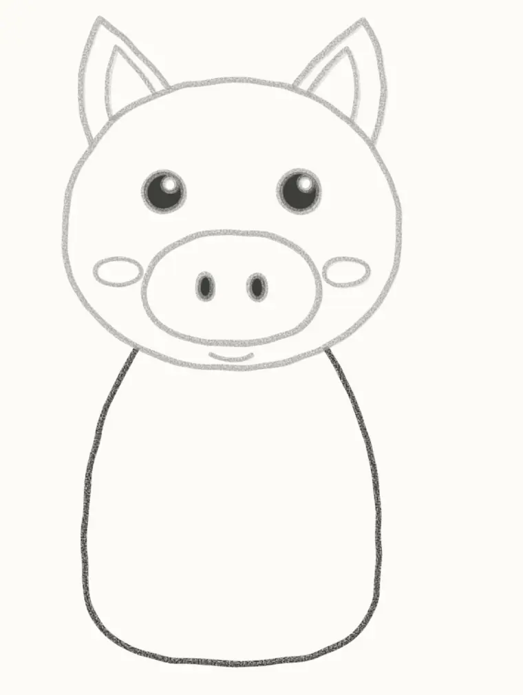 How to Draw a Cartoon Pig, step 5: draw the body