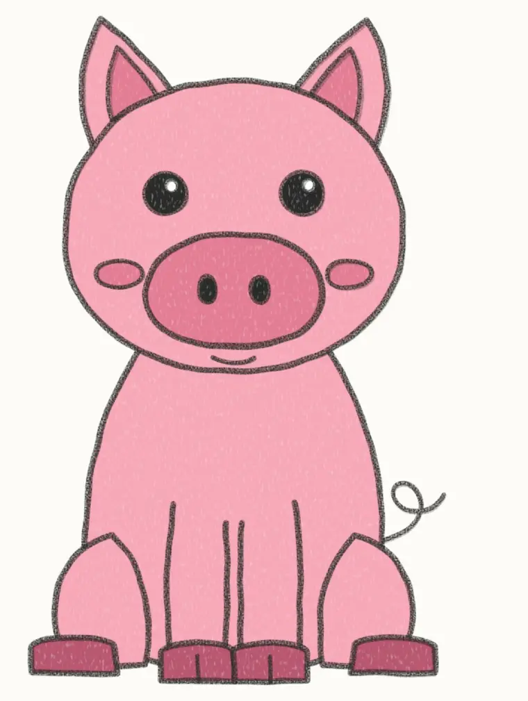How to Draw a Cartoon Pig, step 7: color your pig