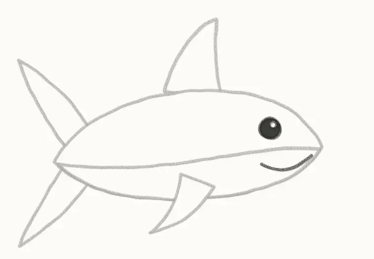 How to Draw a Cartoon Shark, step 5: draw the face