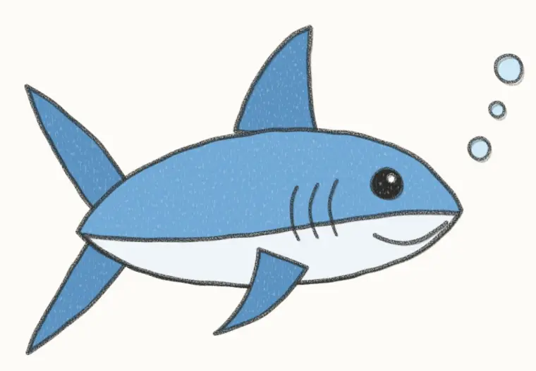 How to Draw a Cartoon Shark, step 7 of 7: color your shark, pencil drawing
