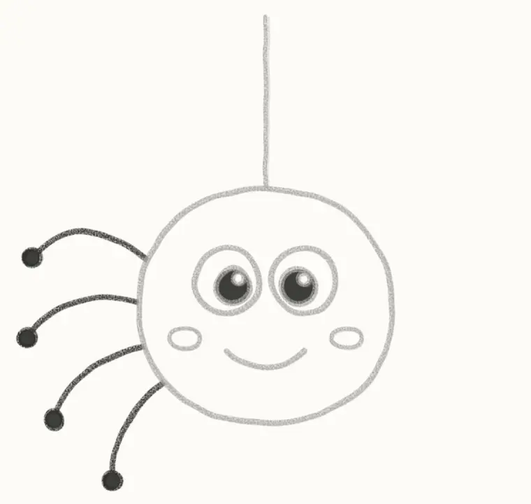 How to Draw a Cartoon Spider, step 5: add the legs on the left