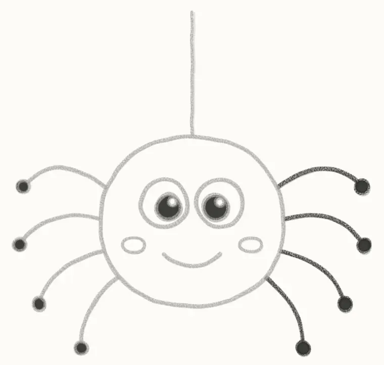 How to Draw a Cartoon Spider, step 6: add the legs on the right