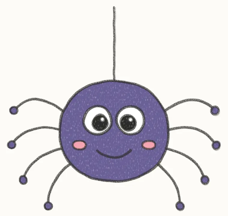 How to Draw a Cartoon Spider, step 7 of 7: color your spider, pencil drawing
