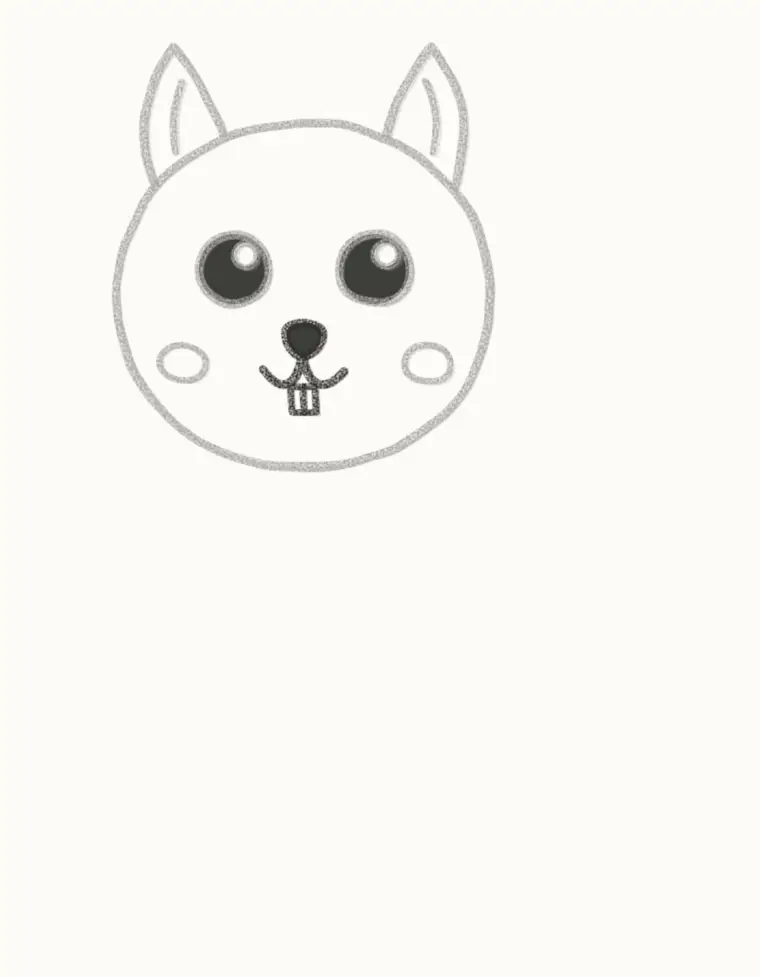 How to Draw a Cartoon Squirrel, step 4: draw the nose and teeth