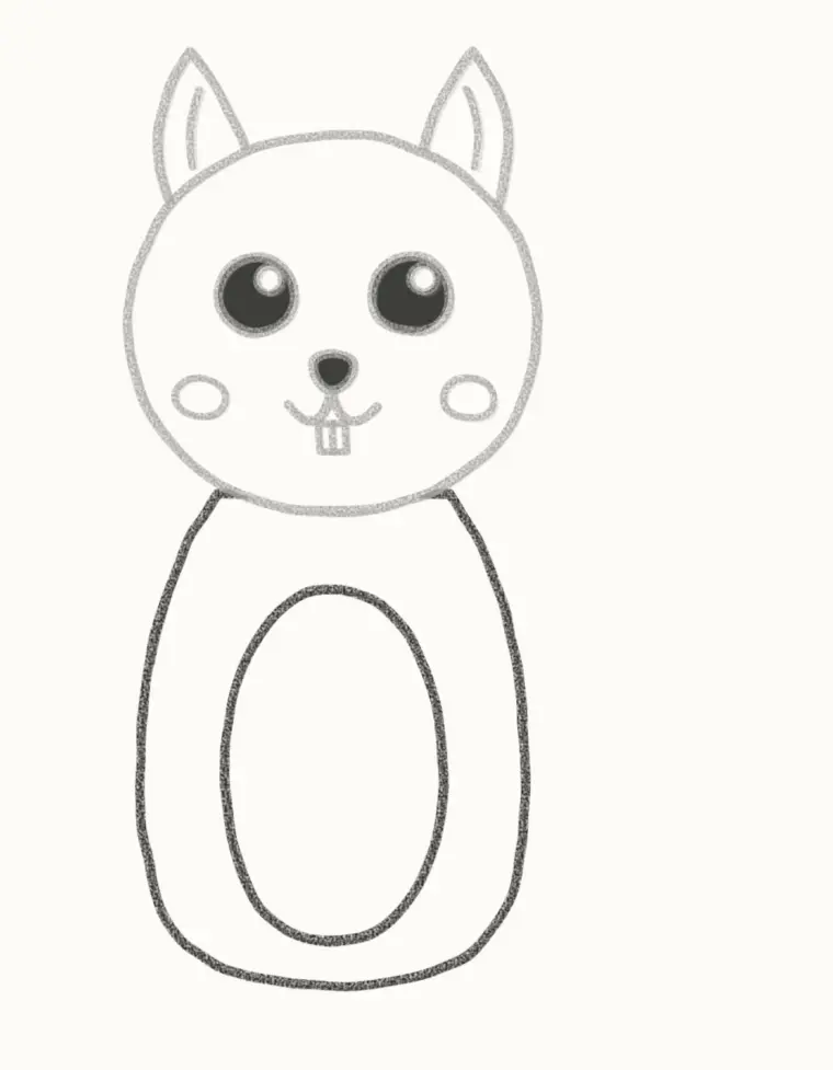 How to Draw a Cartoon Squirrel, step 5: draw the body