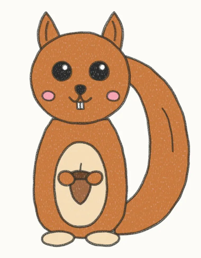 How to Draw a Cartoon Squirrel, step 7: color your squirrel