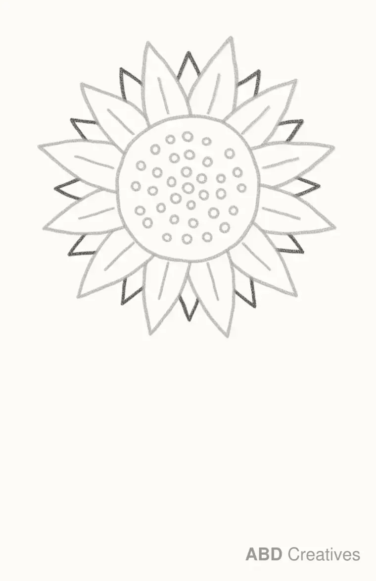 How to Draw a Cartoon Sunflower, step 5: add a second layer