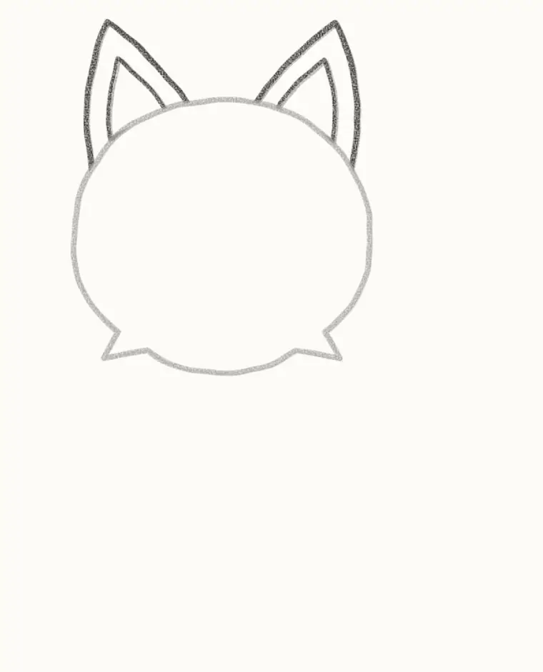 How to Draw a Cartoon Wolf, step 2: add the pointy ears