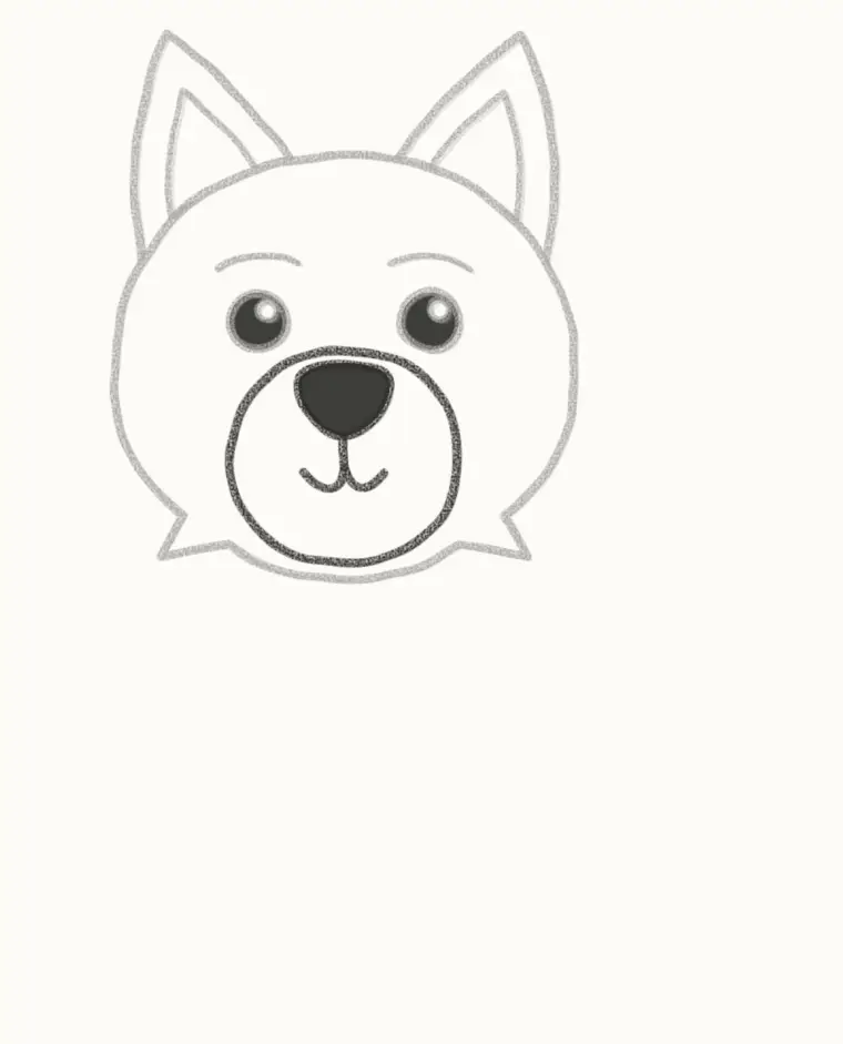 How to Draw a Cartoon Wolf, step 4: draw the snout