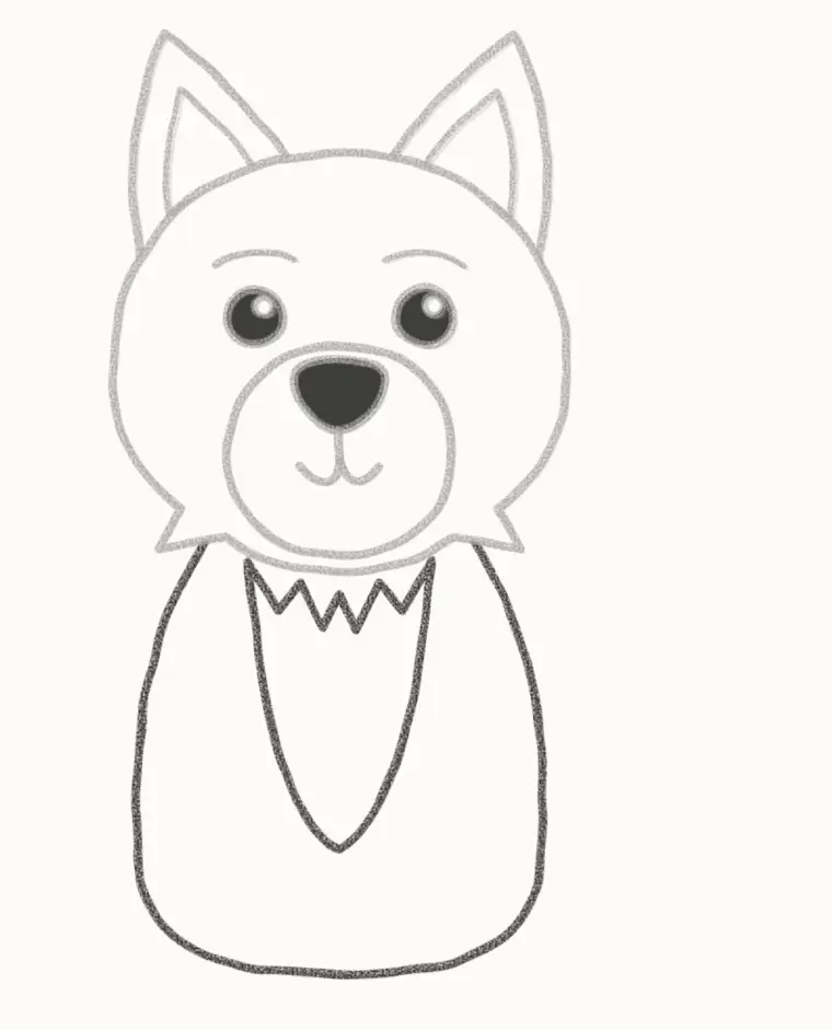 How to Draw a Cartoon Wolf, step 5: draw the body