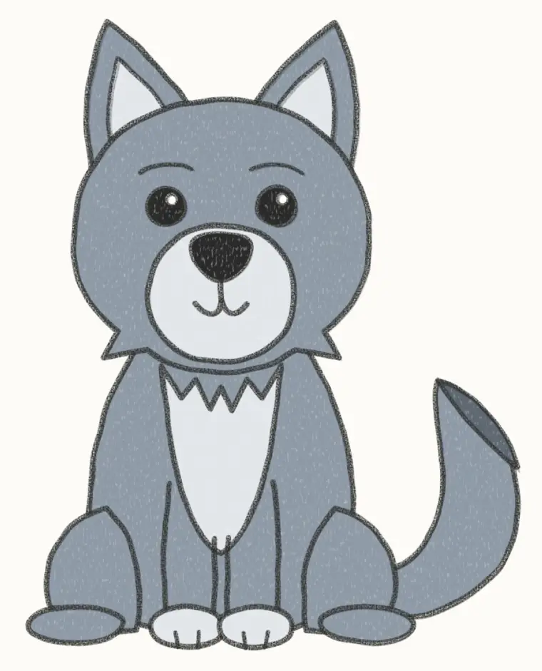 How to Draw a Cartoon Wolf, step 7 of 7: color your wolf, pencil drawing