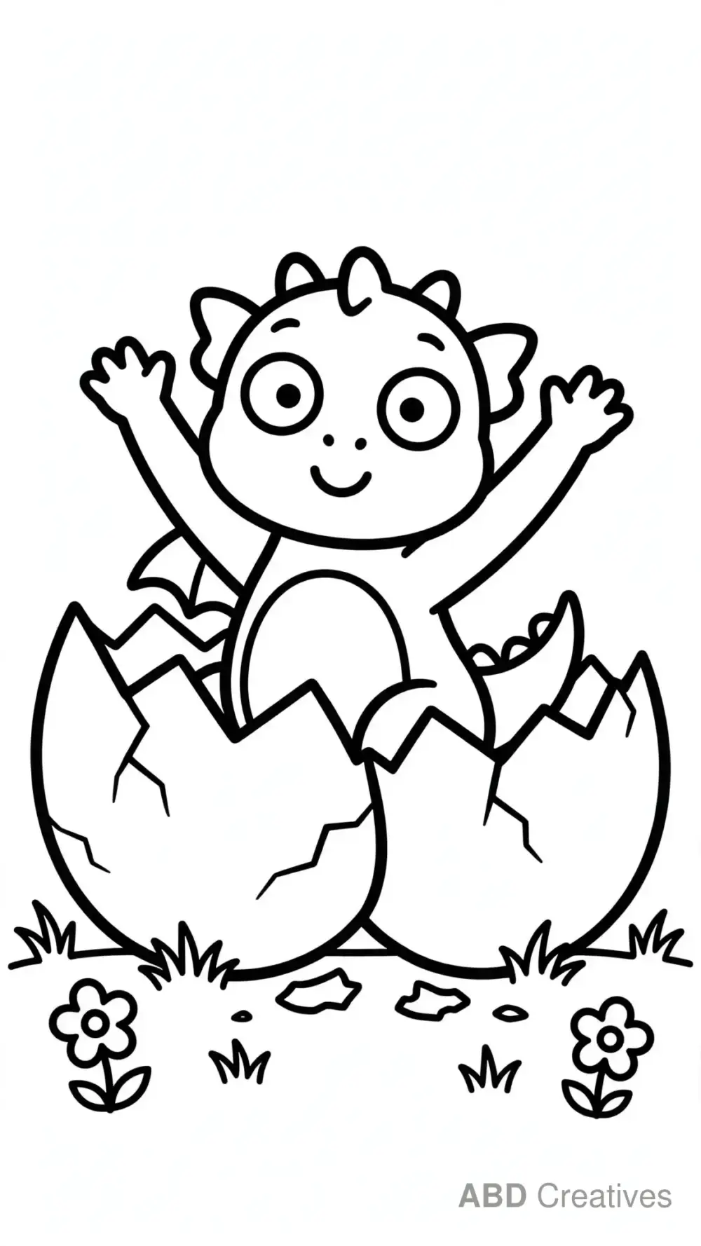 Baby Dragon Hatching from Egg Coloring Page