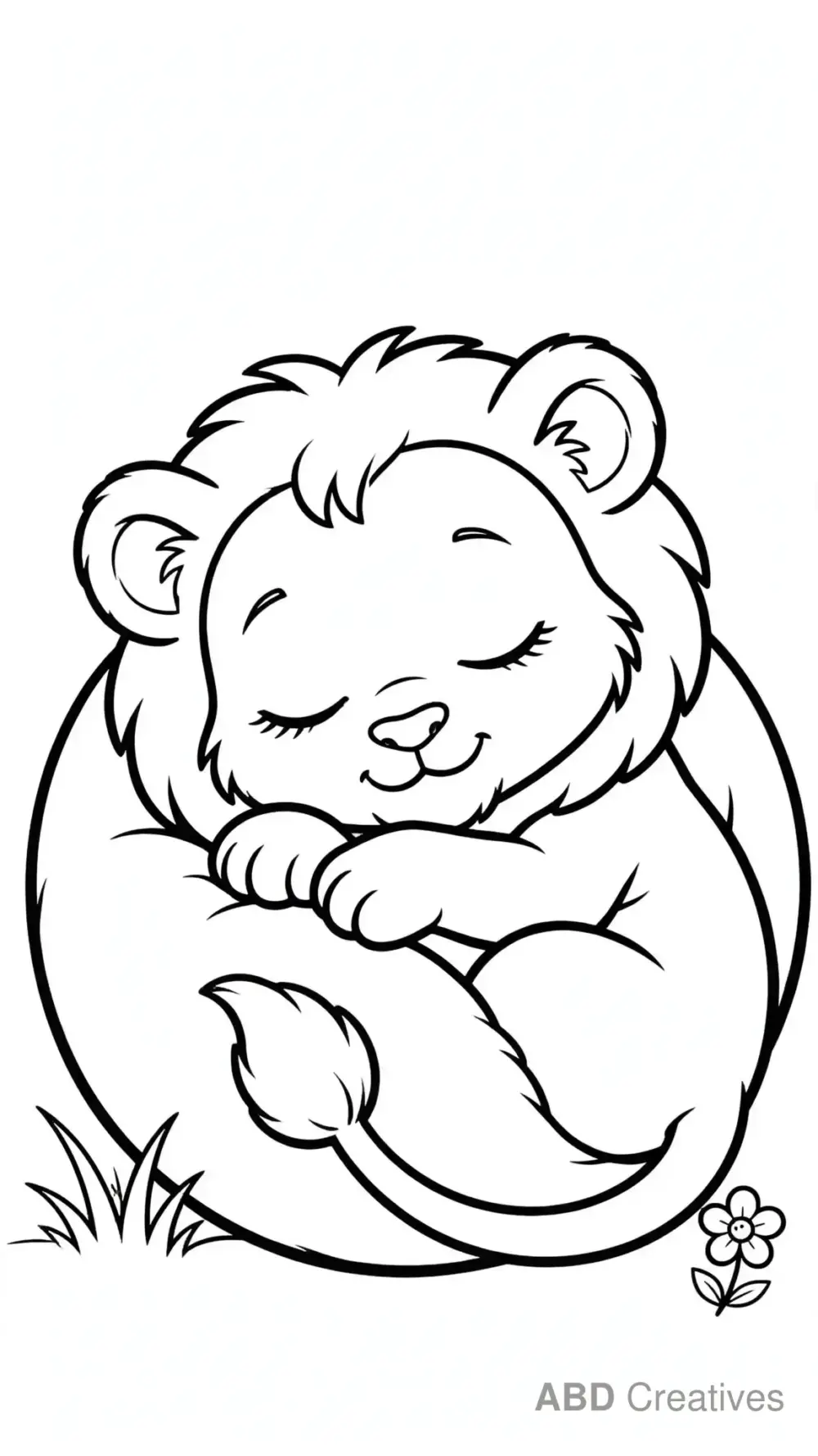 Baby Lion Cub Sleeping Coloring Page