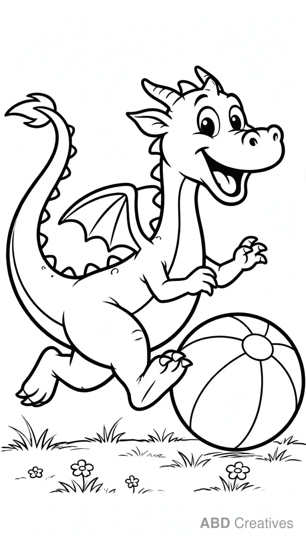 Dragon Playing with a Ball Coloring Page