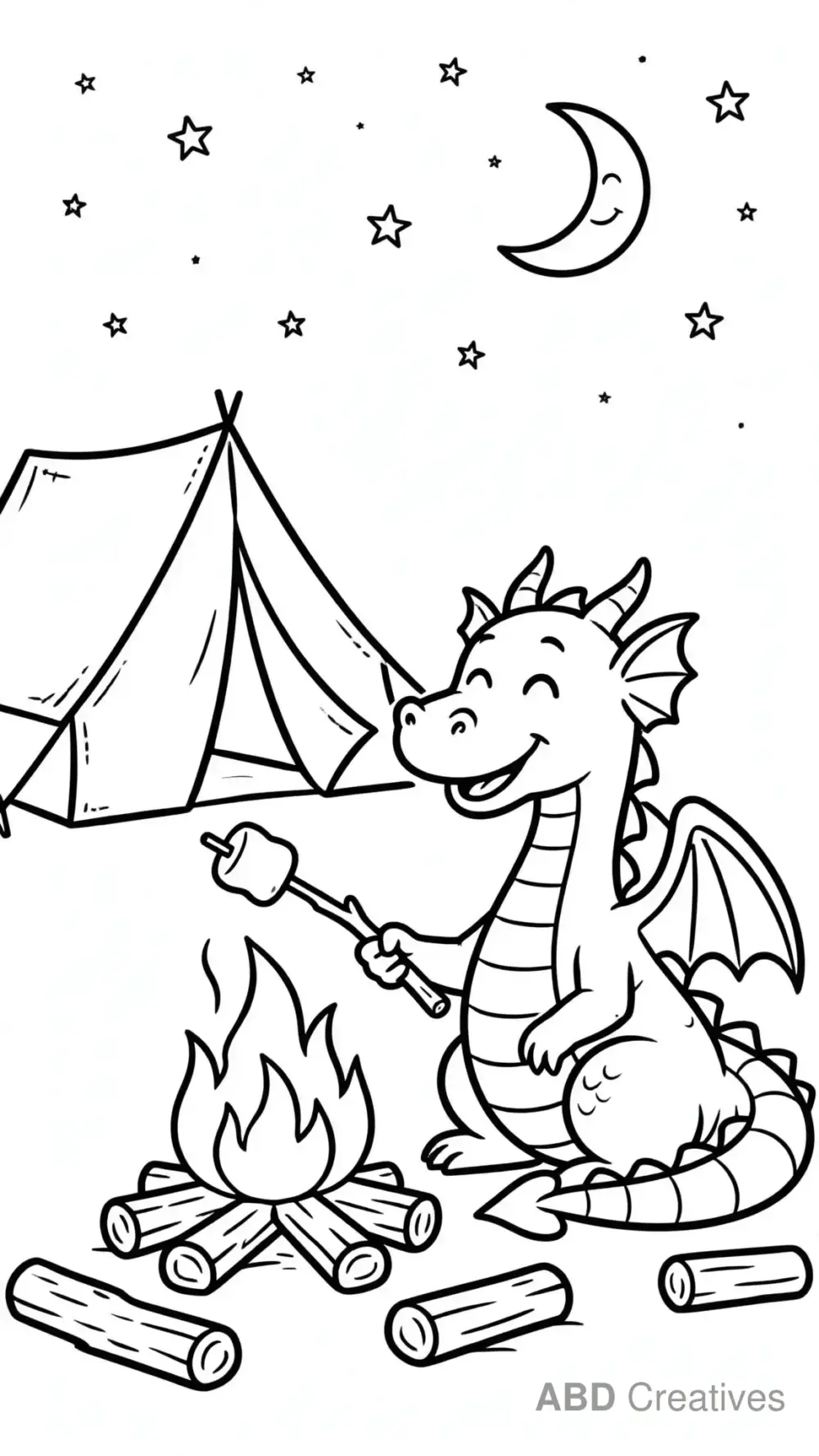 Dragon Roasting Marshmallows Coloring Page