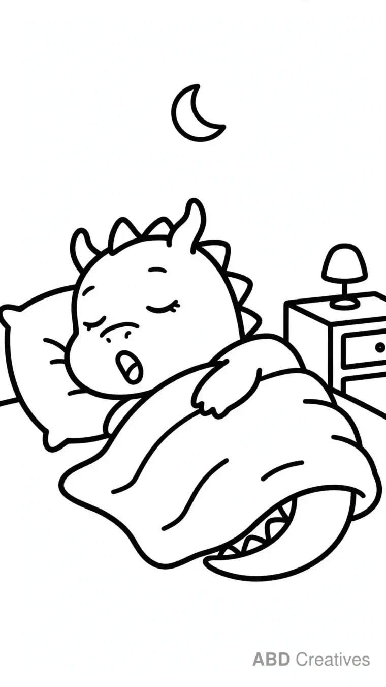 Dragon Wrapped in a Blanket Coloring Page