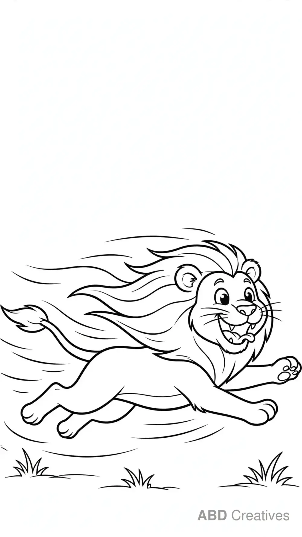 Lion Running Across the Plains Coloring Page