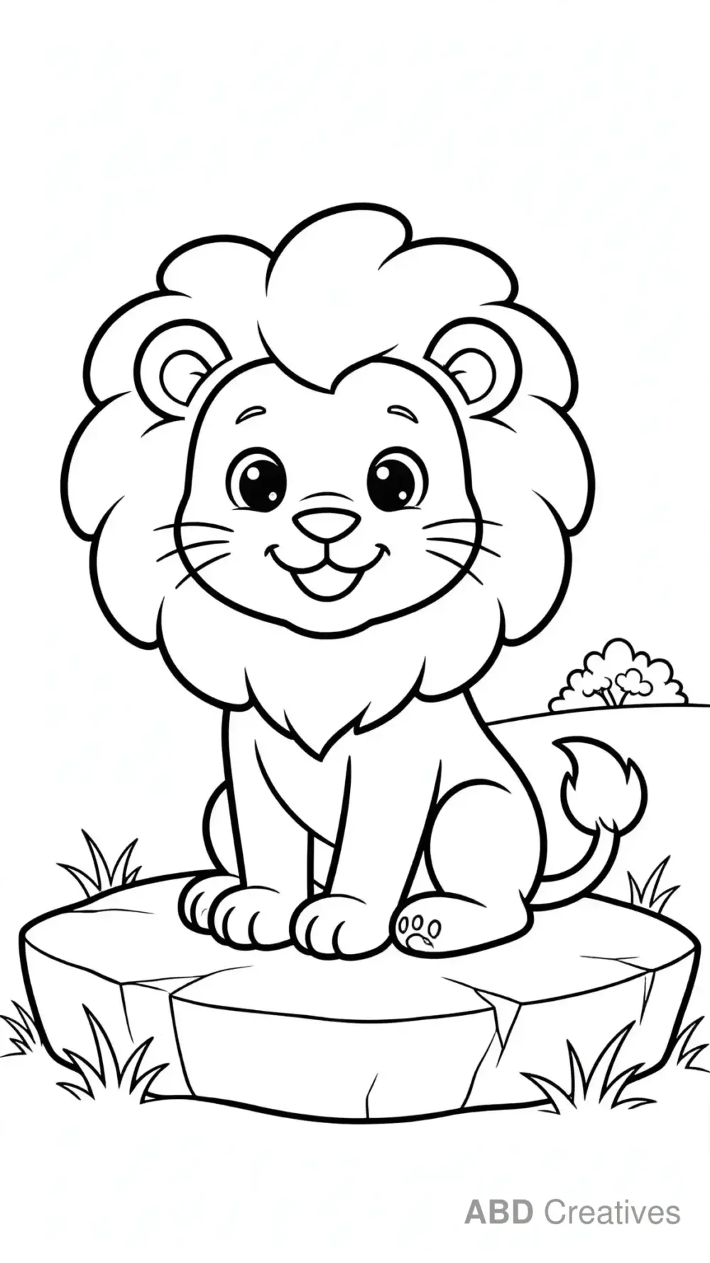 Lion Sitting Proudly on a Rock Coloring Page